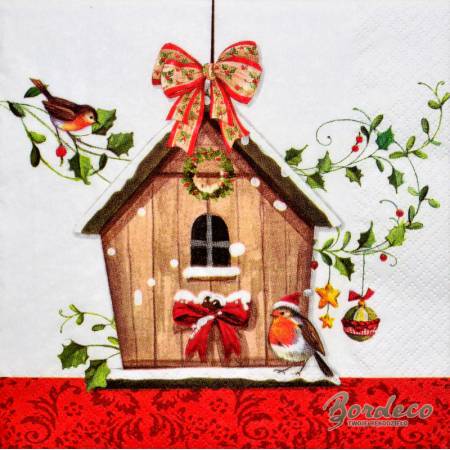 Serwetka do decoupage firmy HOME FASHION ptasia budka 33x33cm